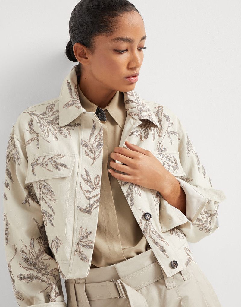 Brunello Cucinelli o1la1rc1a0326 Cotton And Linen Canvas Jacket in White Size XL / US 12-14 / IT 48-50 - 4 Thumbnail