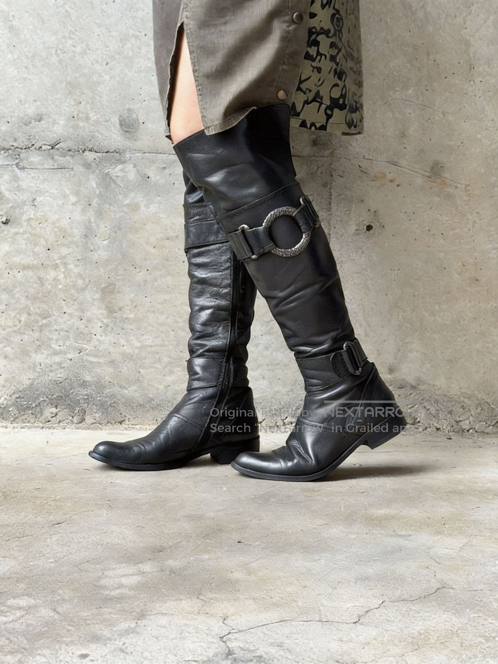 Rigards Regard Pointed Toe Biker Fold-Over Boots/ Size US 5 / IT 35 - 3 Thumbnail