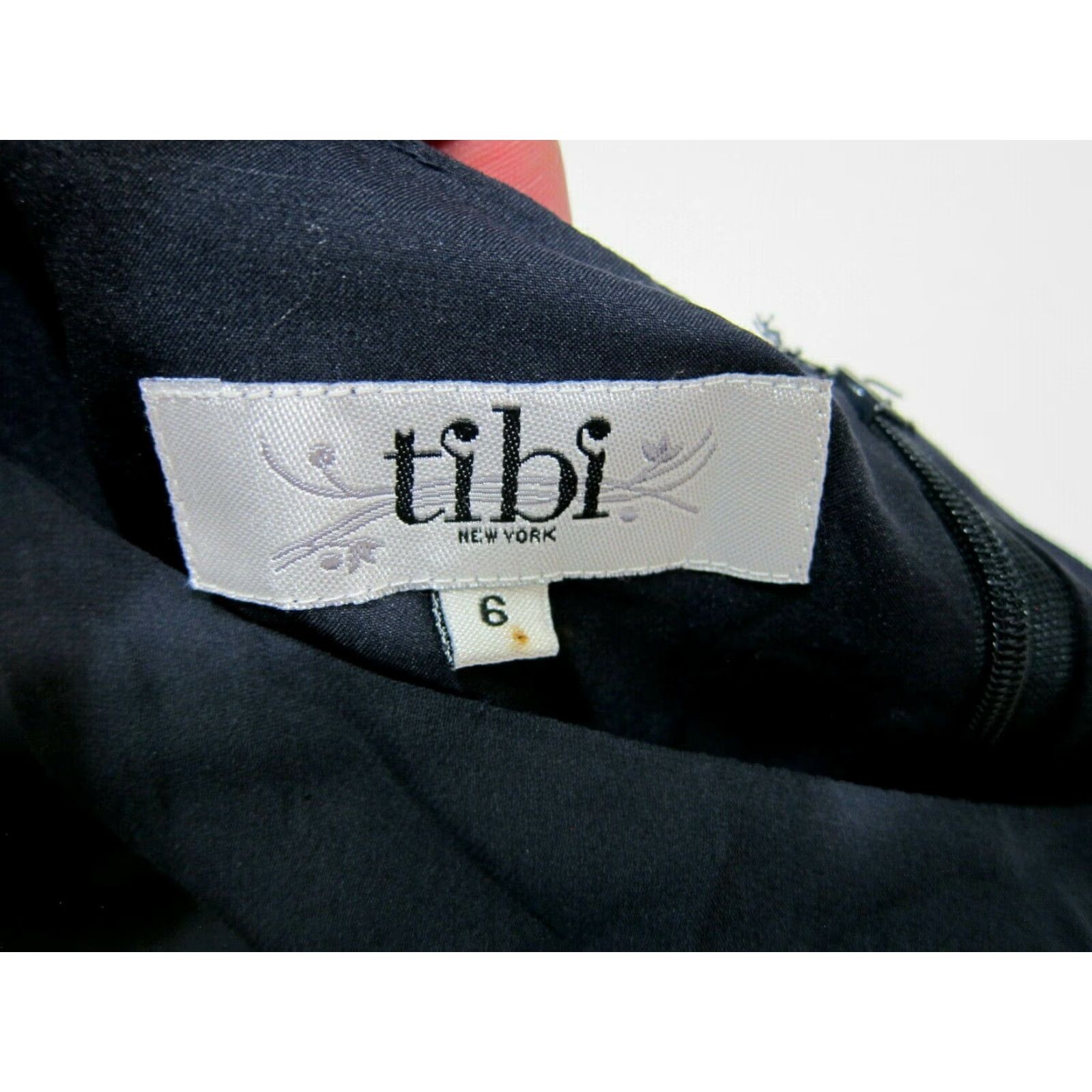 Tibi Tibi Dress Women Size 6 Black Blue Silk Beaded Shoulders Shift Sheath 100% Silk Size M / US 6-8 / IT 42-44 - 3 Thumbnail