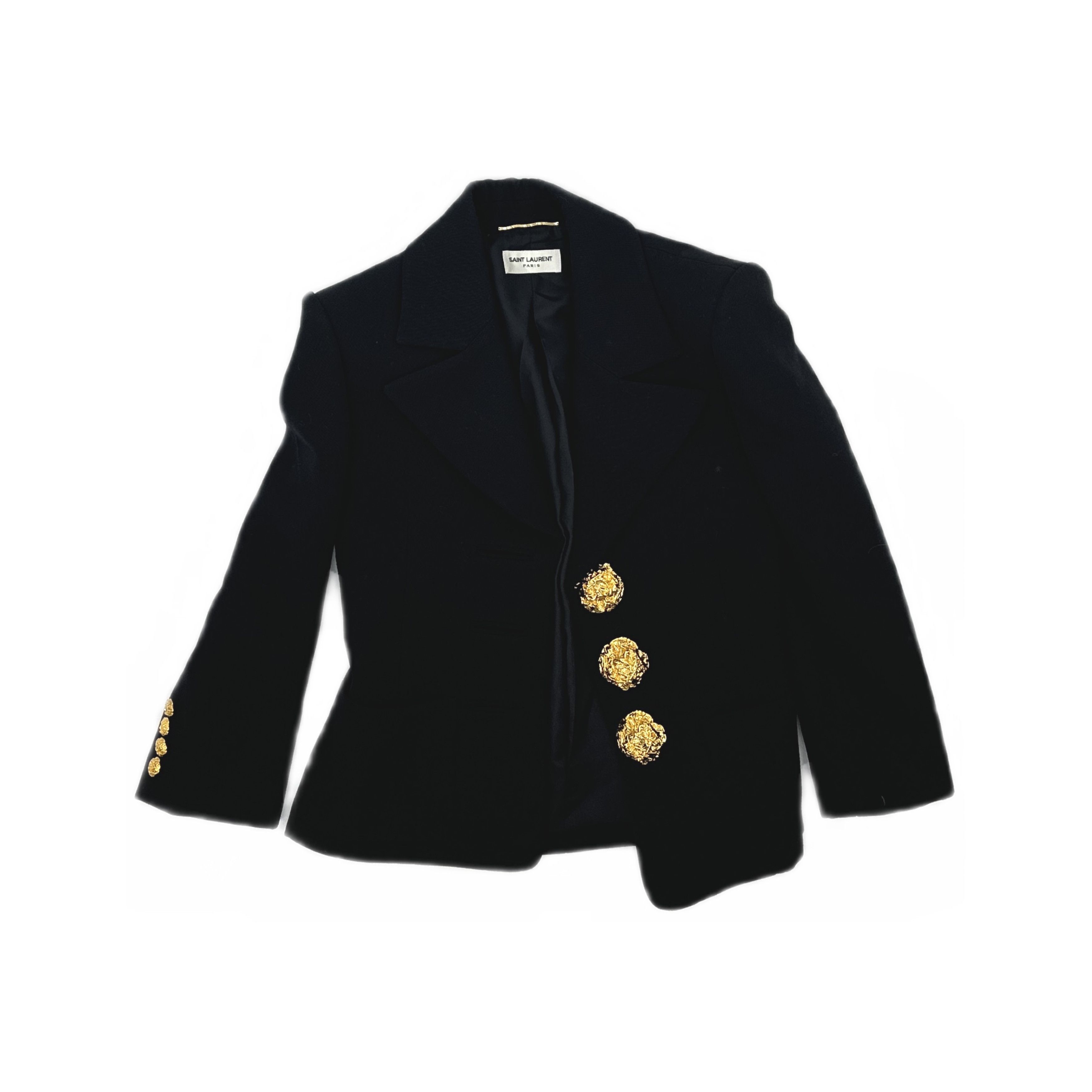 Saint Laurent Paris Saint Laurent Wool Gold Button Blazer Size 34 Size XS / US 0-2 / IT 36-38 - 1 Thumbnail