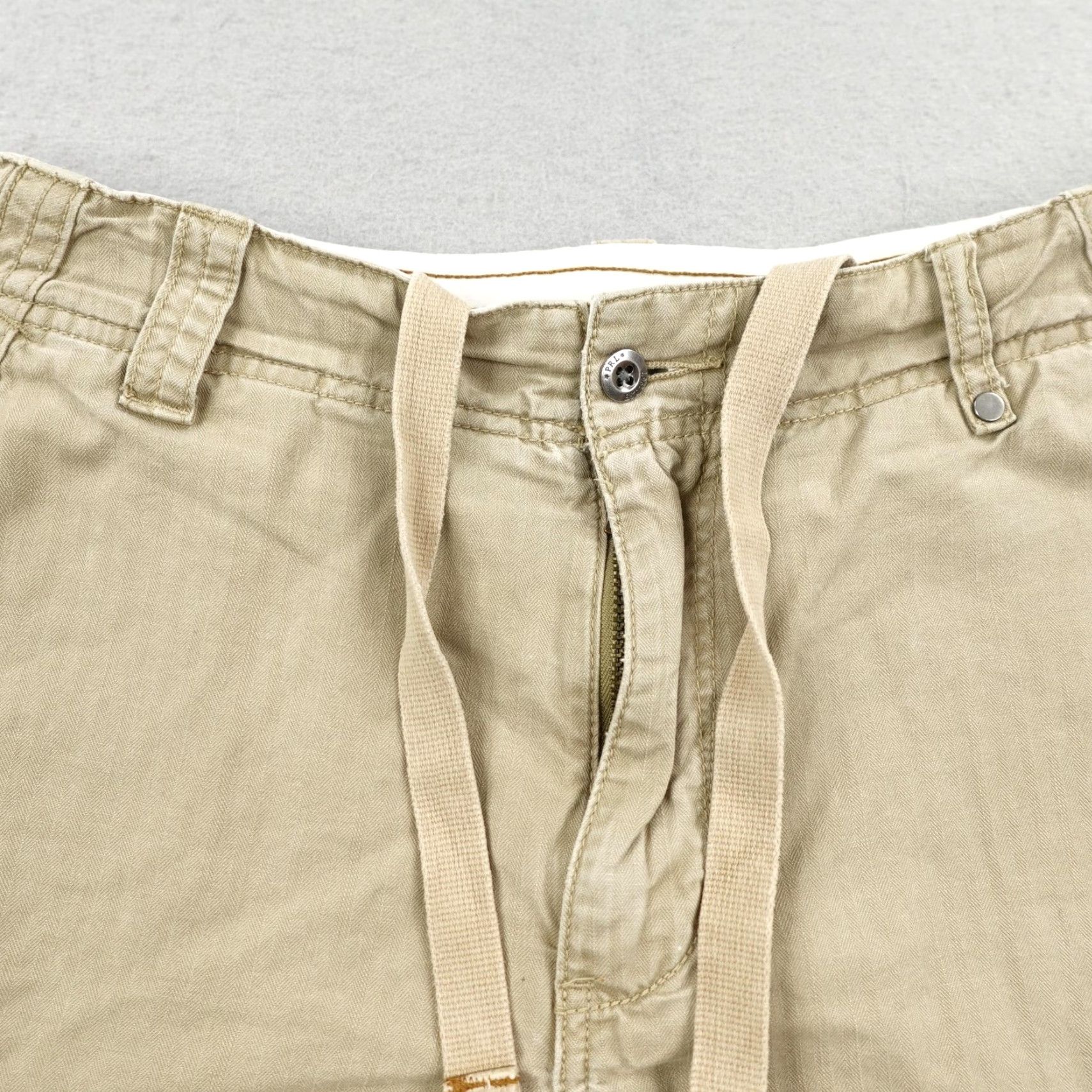 Polo Ralph Lauren VINTAGE Polo Ralph Lauren Shorts Cargo Paratrooper Military Drawstring Mens 34 Beige Outdoor Herringbone Pockets Adjustable Waist 10" Inseam Mens Size US S / EU 44-46 / 1 - 2 Thumbnail