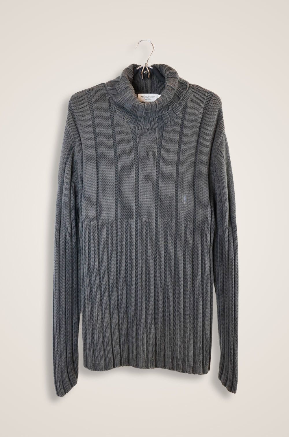 Yves Saint Laurent YSL Vintage Grey Wool Turtleneck Sweater XL Size US XL / EU 56 / 4 - 1 Thumbnail