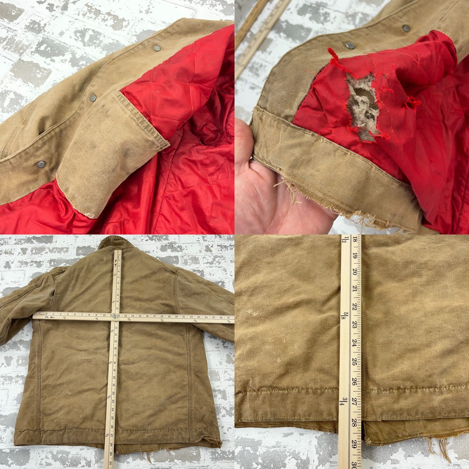 Carhartt VINTAGE Carhartt Chore Jacket Men M Beige Distressed 90s Thrashed Faded Lined Canvas Zip Jacket Mens Size US M / EU 48-50 / 2 - 10 Thumbnail