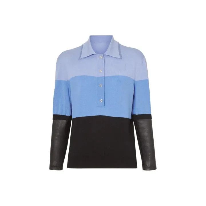 Burberry Burberry Color Block Long Sleeve Polo Shirt 0079 Size XS / US 0-2 / IT 36-38 - 1 Thumbnail