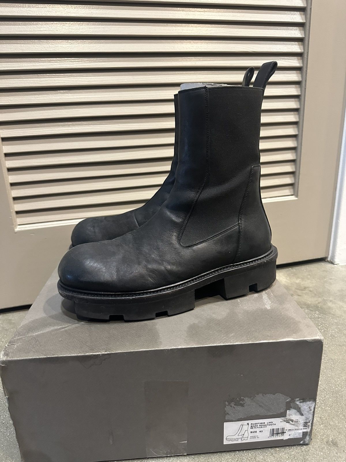Pre-owned Rick Owens Fw20 Performa Megatooth Bozo Boots 43 In Black
