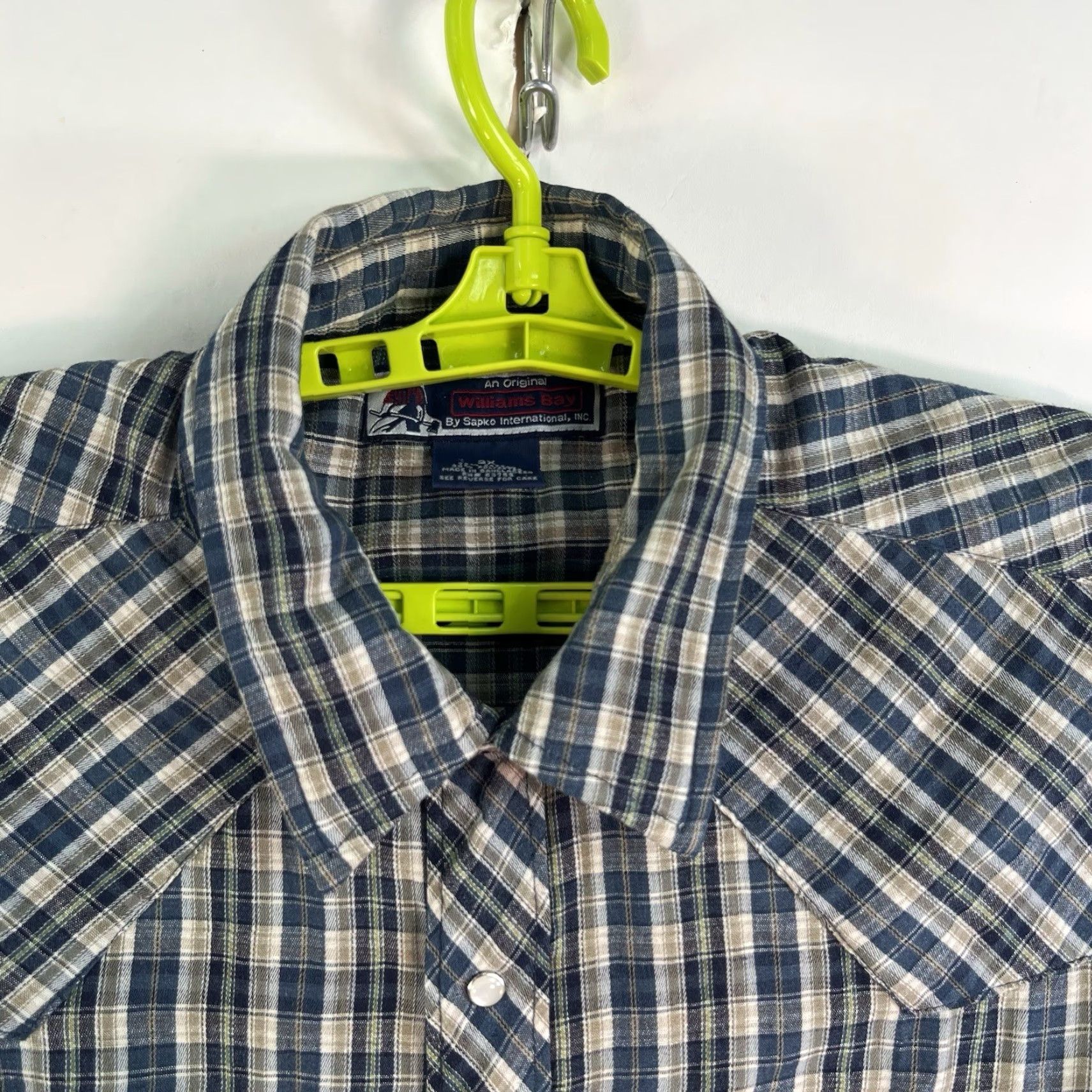 Vintage VINTAGE Williams Bay Plaid Snap Button Western Shirt Men’s 2X Blue Short Sleeve Size US XXL / EU 58 / 5 - 4 Thumbnail