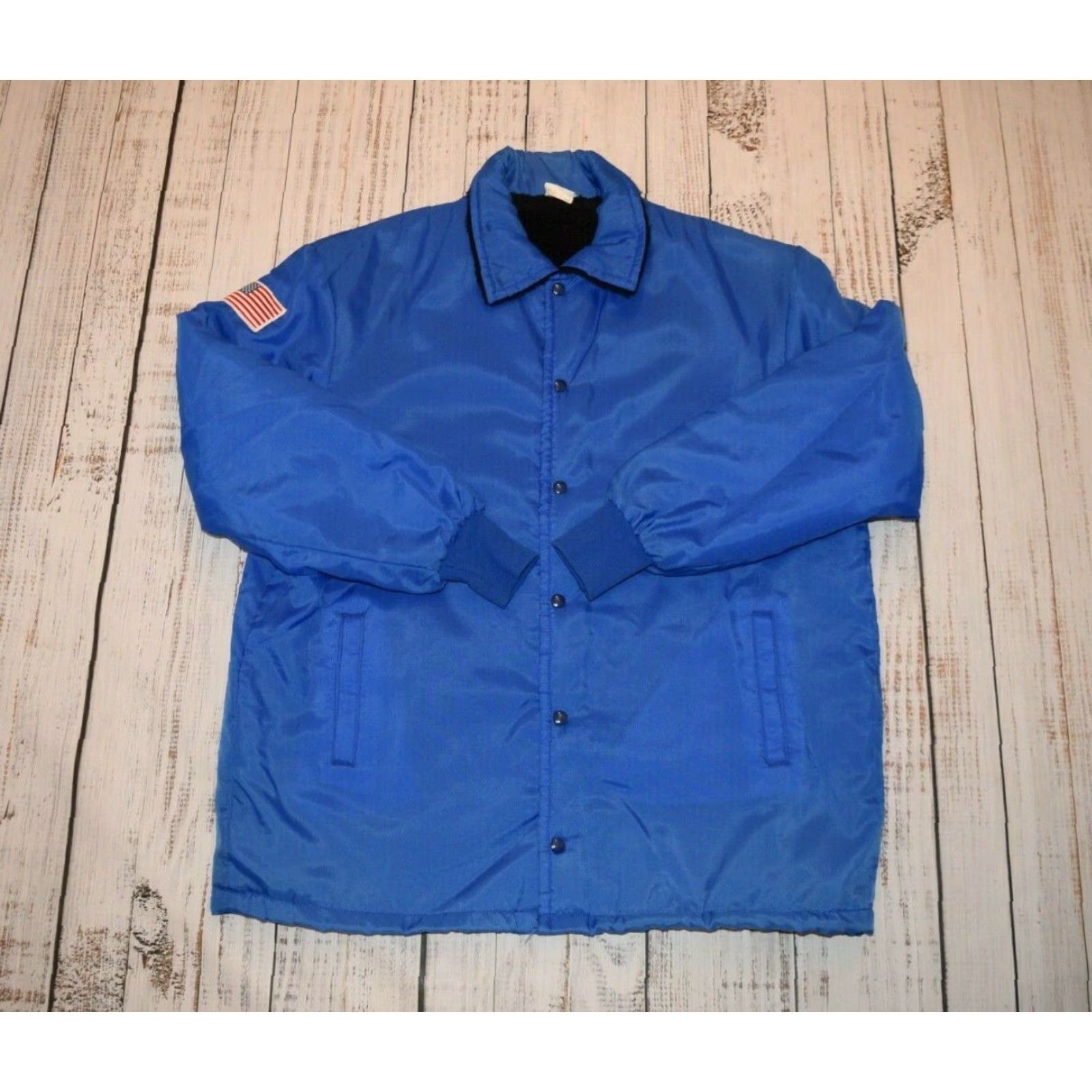 THE GREAT VINTAGE THE GREAT LAKES JACKET Shirt XL Blue 1970s Nylon Screen Print Patch Sherpa Mens Size US XL / EU 56 / 4 - 2 Thumbnail