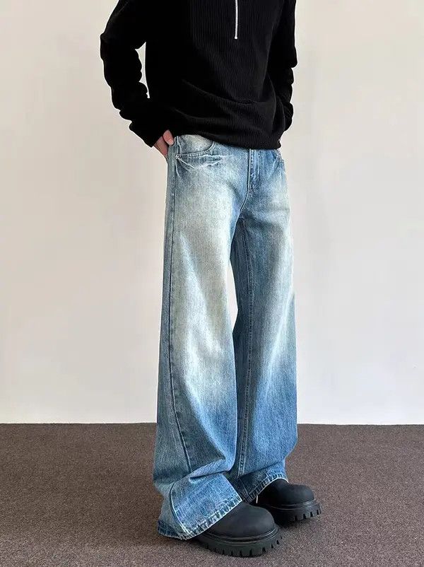 VIBE Street hip-hop faded pan-color straight wide-leg jeans Size US 30 / EU 46 - 7 Thumbnail