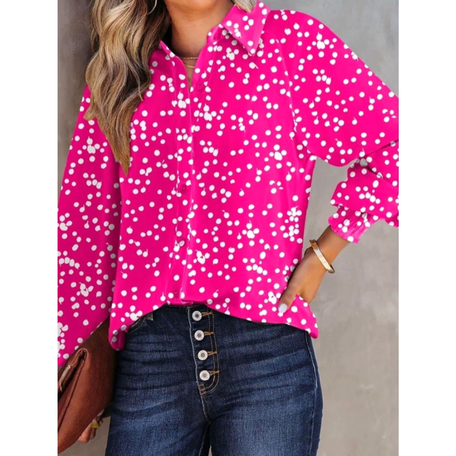Vintage NWT Dokotoo Womens Casual V Neck Long Sleeve Button Down Blouse Size S Size S / US 4 / IT 40 - 6 Thumbnail