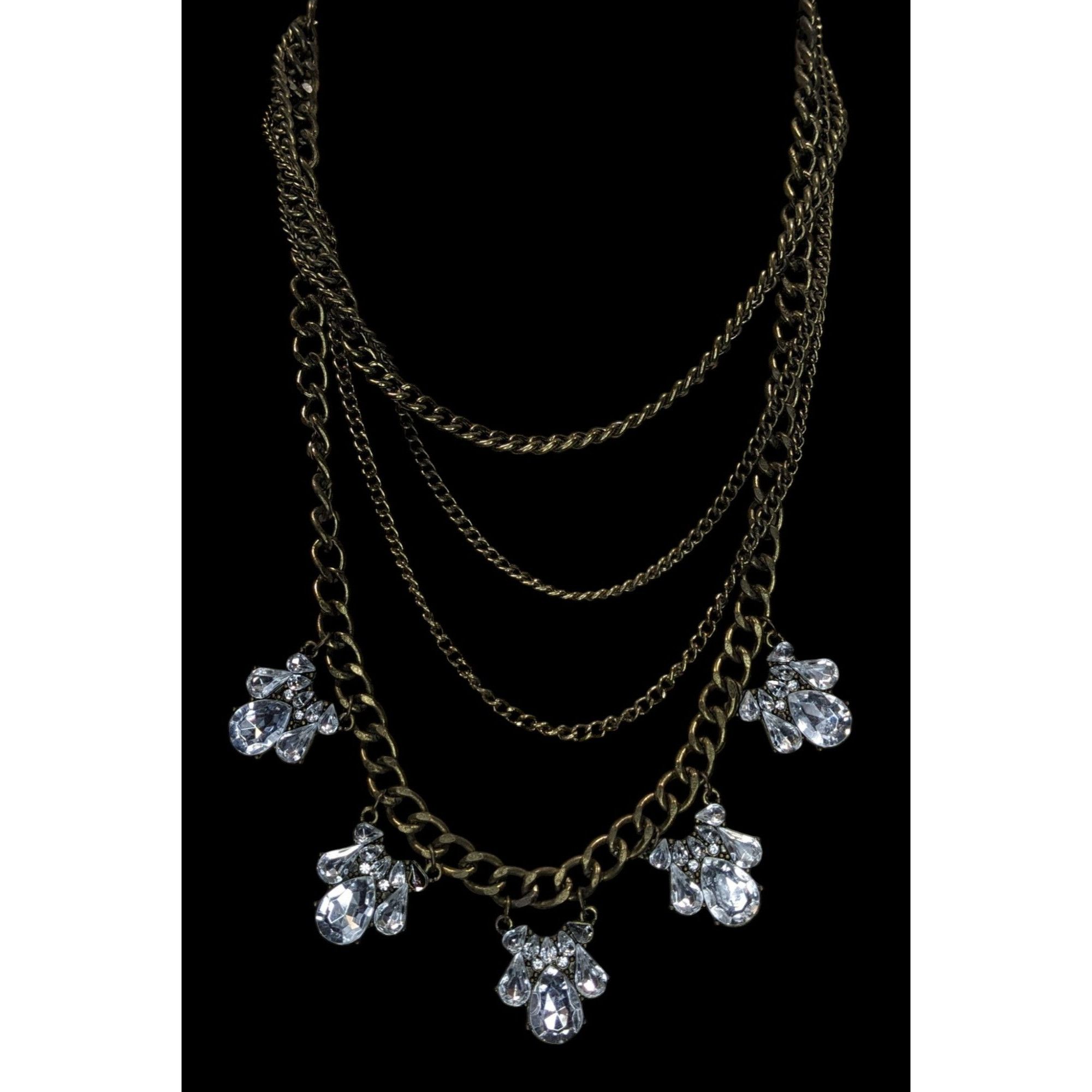 Other Vintage 90s Floral Glam Multi-Layered Necklace With Crystal Size ONE SIZE - 1 Thumbnail