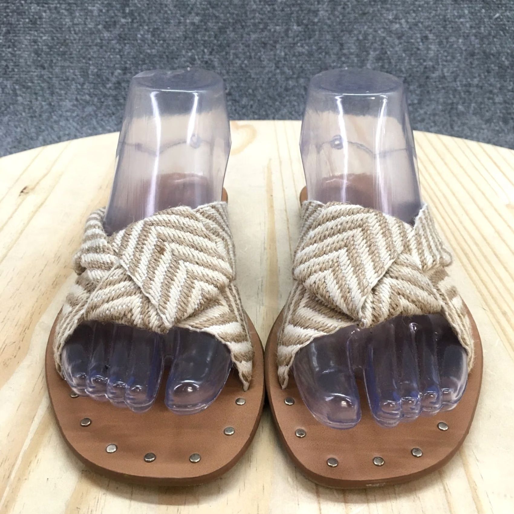 Vintage Universal Thread Sandals Louise Knotted Slip On Slide Brown Fabric Womens 6.5 M Casual Flip Flop Shoes Size US 7 / IT 37 - 6 Thumbnail