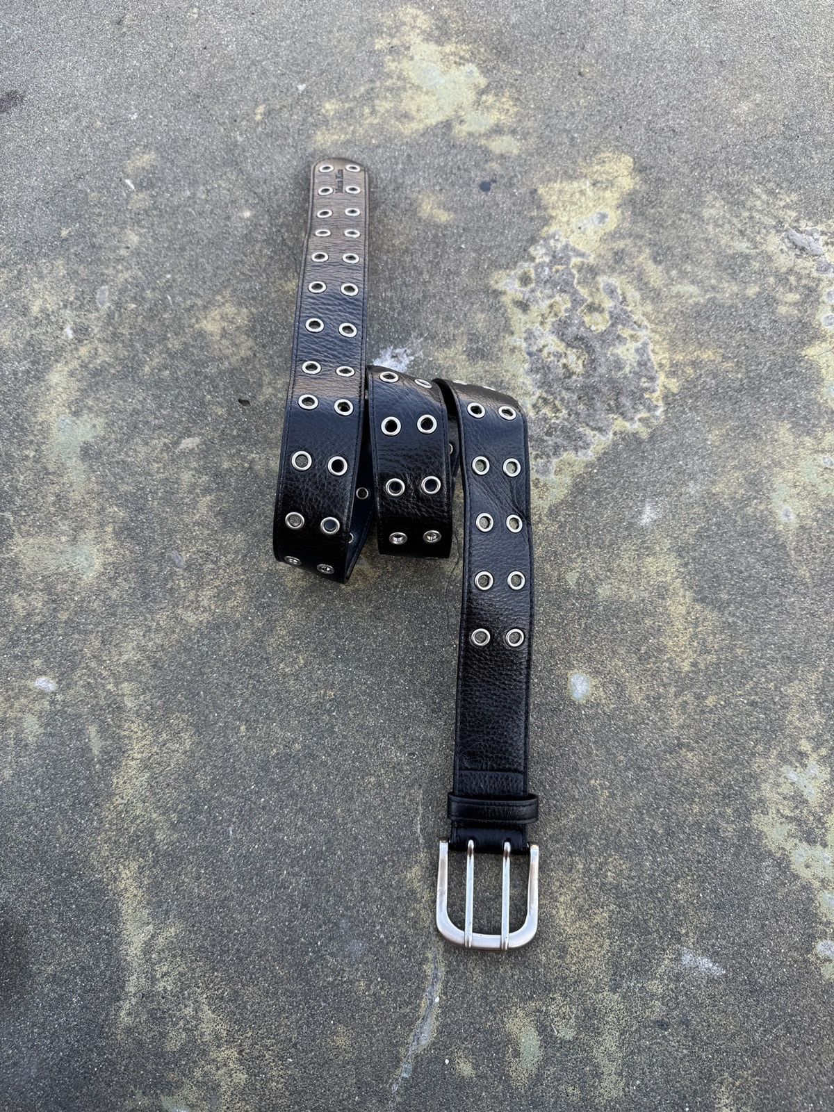 Japanese Brand Studed Leather Belt With Two Prong Design Size ONE SIZE - 7 Thumbnail
