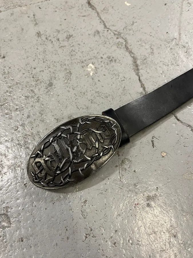 John Galliano 2000s Galliano Wire Buckle Black Leather Belt Size ONE SIZE - 6 Thumbnail