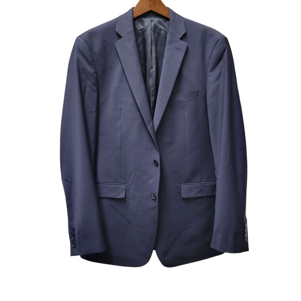 Calvin Klein Calvin Klein Men's Blue Wool-Blend 2-Button Side-Vent Suit Size 42L - 2 Thumbnail