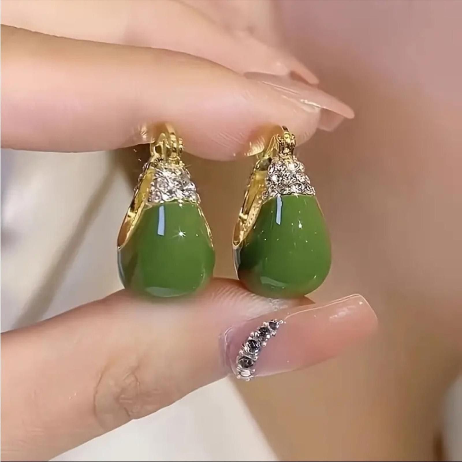 Designer Enamel Hoop Simulated Diamond Hinge Back Earrings NWT Size ONE SIZE - 5 Thumbnail