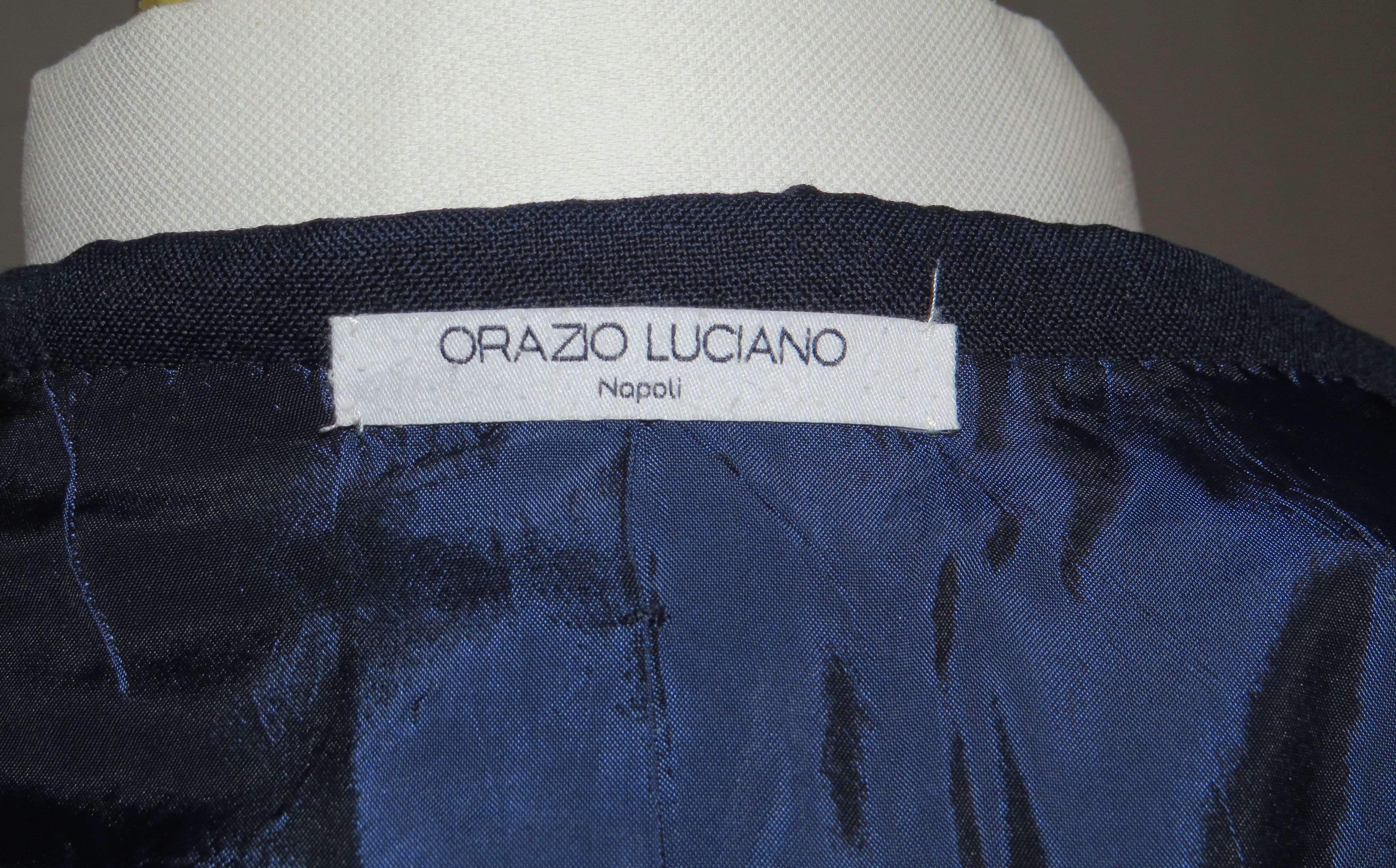 Orazio Luciano Bespoke Navy Barathea Hopsack Two Button Sport Coat 36 Size 36R - 15 Thumbnail