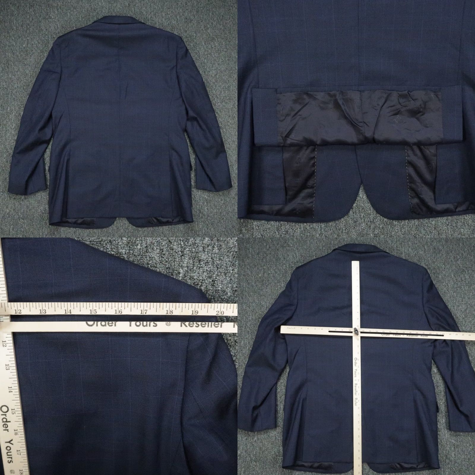 Jos. A. Bank Jos A Bank Blazer Men 44L Reserve Tailored Fit Blue Check Lanificio Wool Soft Shoulders Size 44R - 8 Thumbnail