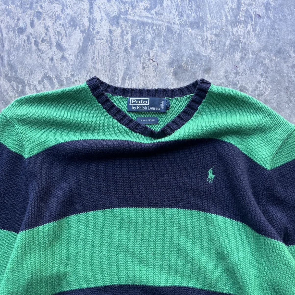 Polo Ralph Lauren × Vintage Vintage Polo Ralph Lauren Green and Navy Striped Sweater Size US L / EU 52-54 / 3 - 3 Thumbnail
