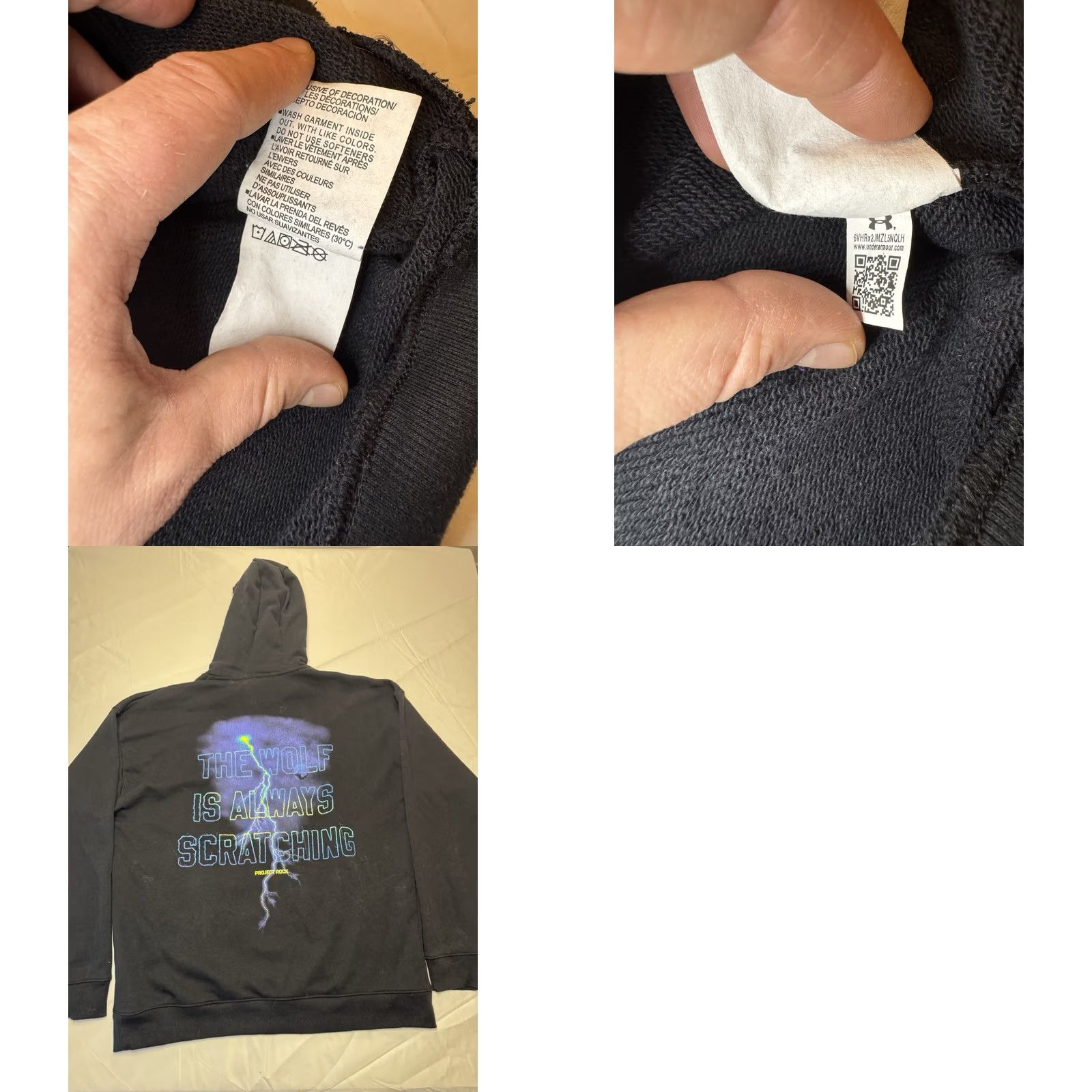 Under Armour Under Armour Project Rock Wolf Hoodie Mens XL Black Graphic Print Double Sided Size US XL / EU 56 / 4 - 8 Thumbnail