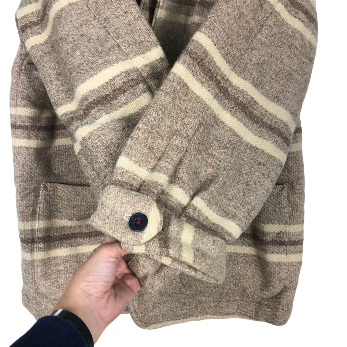 Issey Miyake 🔥Vtg Wool Jacket Chore Striped L.Montagne & Fils Worker Size US L / EU 52-54 / 3 - 13 Thumbnail