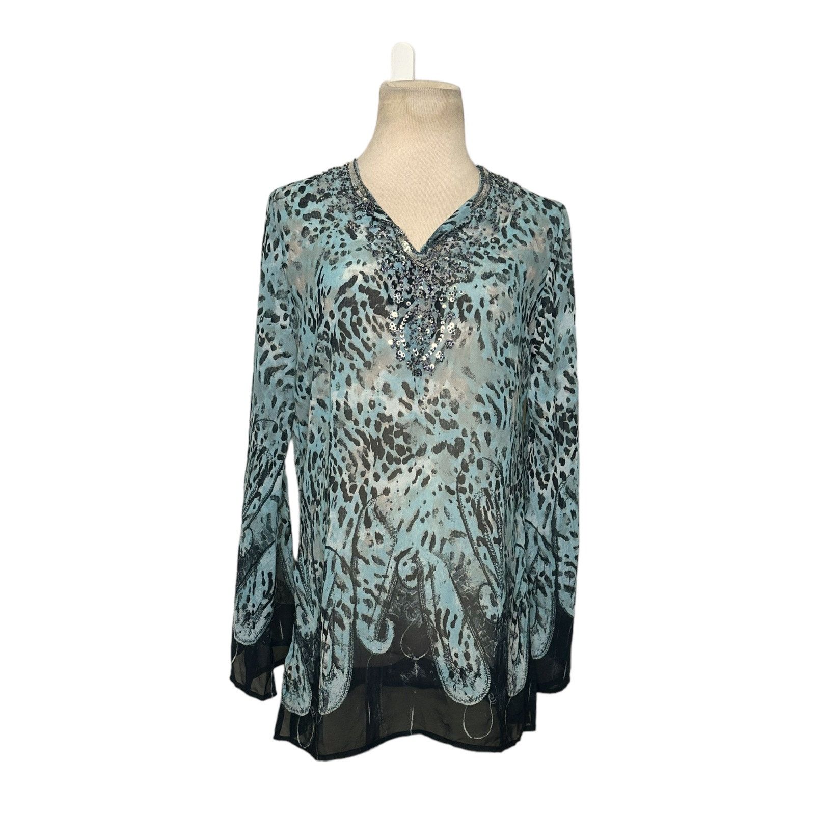 Saks Fifth Avenue Saks Fifth Avenue animal print sheer sequin tunic size Small Size S / US 4 / IT 40 - 12 Thumbnail