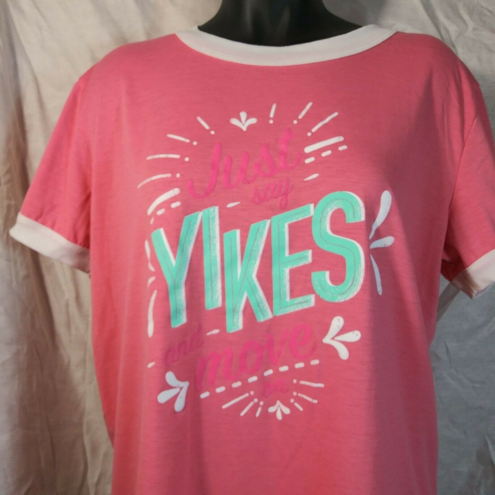 Vintage Lularoe Pink Tee Shirt - Large -"Yikes" Size L / US 10 / IT 46 - 5 Thumbnail