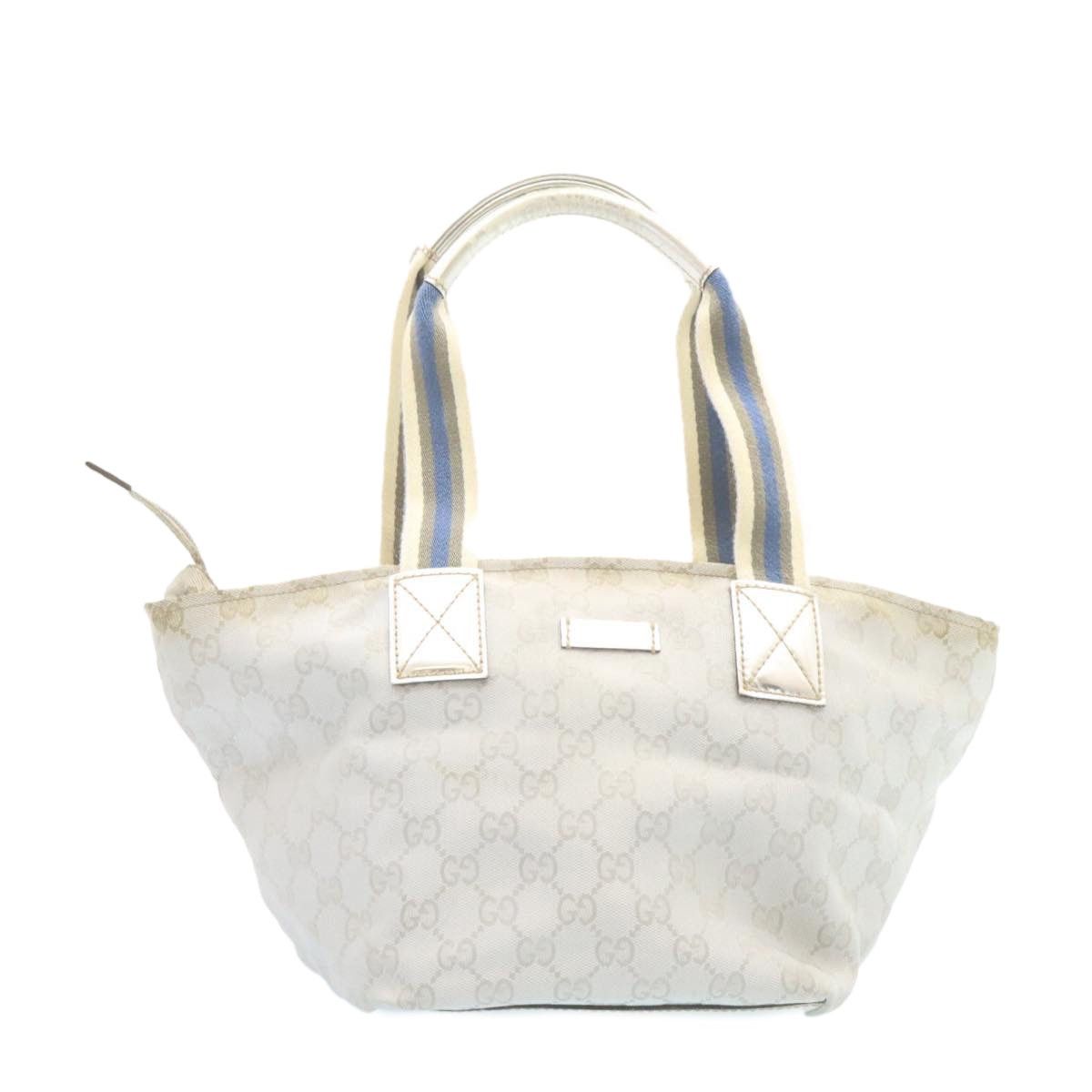 Gucci GUCCI Sherry Line GG Canvas Tote Bag Silver Blue Size ONE SIZE - 1 Thumbnail
