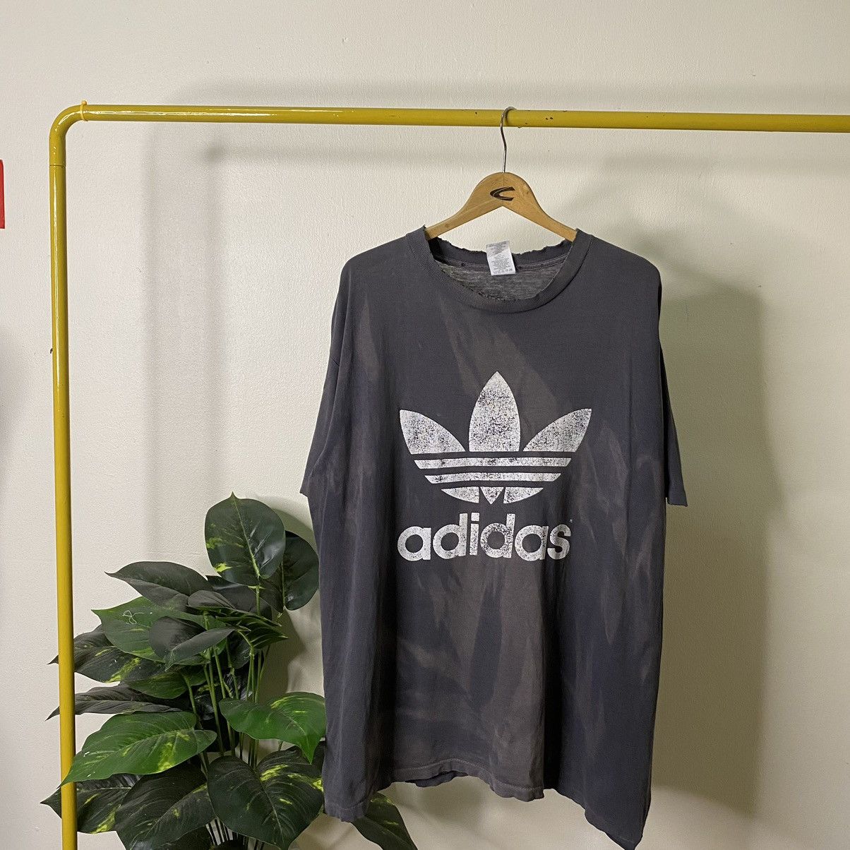 Adidas × Vintage 1990s Adidas Double Sided Logo Distressed Sunfaded Tee Size US XL / EU 56 / 4 - 1 Thumbnail