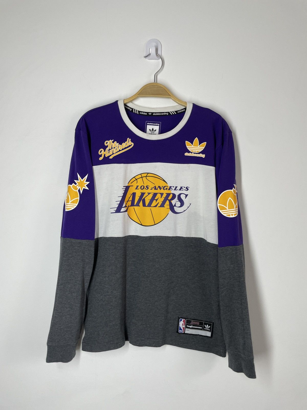 Adidas Lakers The Hundreds Adidas skateboarding the Hundreds Lakers longsleve t shirt Grailed