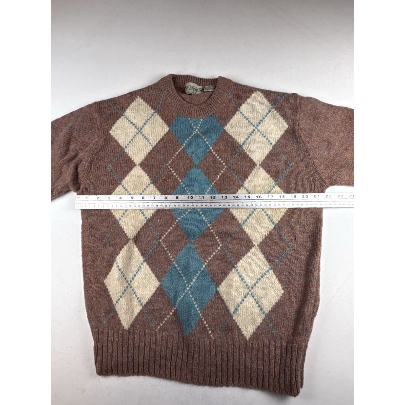 Sears VINTAGE Sears Classic Mens L 100% Shetland Wool Gray Black Argyle V-Neck Sweater Size US XL / EU 56 / 4 - 3 Thumbnail
