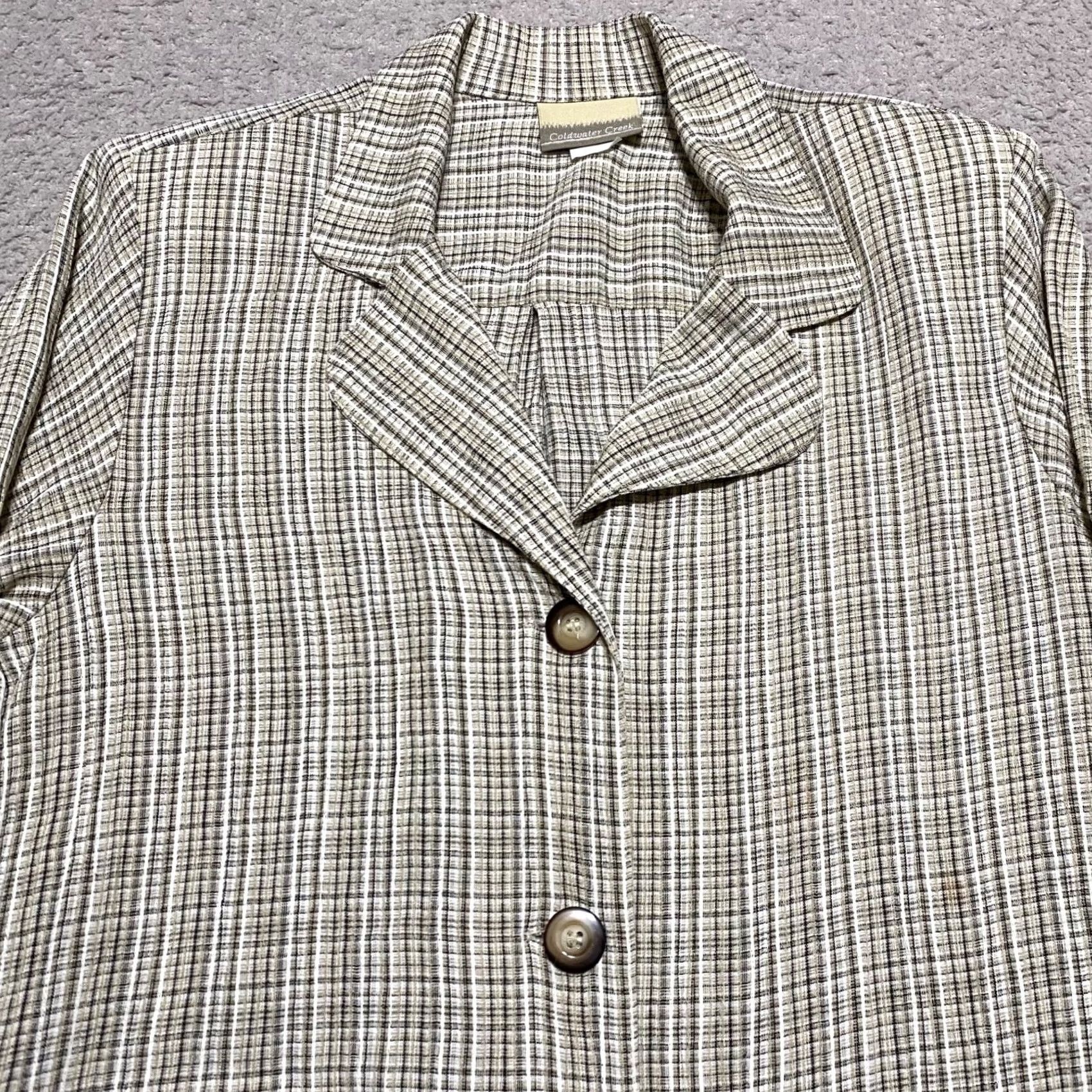 Coldwater Creek Coldwater Creek Jacket Womens Regular Multicolor Plaid Button Up, Lightweight, Long Sleeve, Mid-Length, Spring Summer, Size 8 Size M / US 6-8 / IT 42-44 - 6 Thumbnail