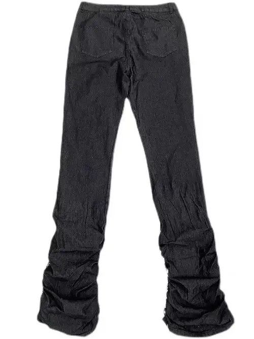 VIBE Washed distressed pleated micro-flare bat-print jeans Size US 32 / EU 48 - 2 Thumbnail