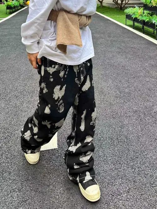 Designer × Vintage hiphop baggy flared splash paint pants Size US 34 / EU 50 - 2 Thumbnail