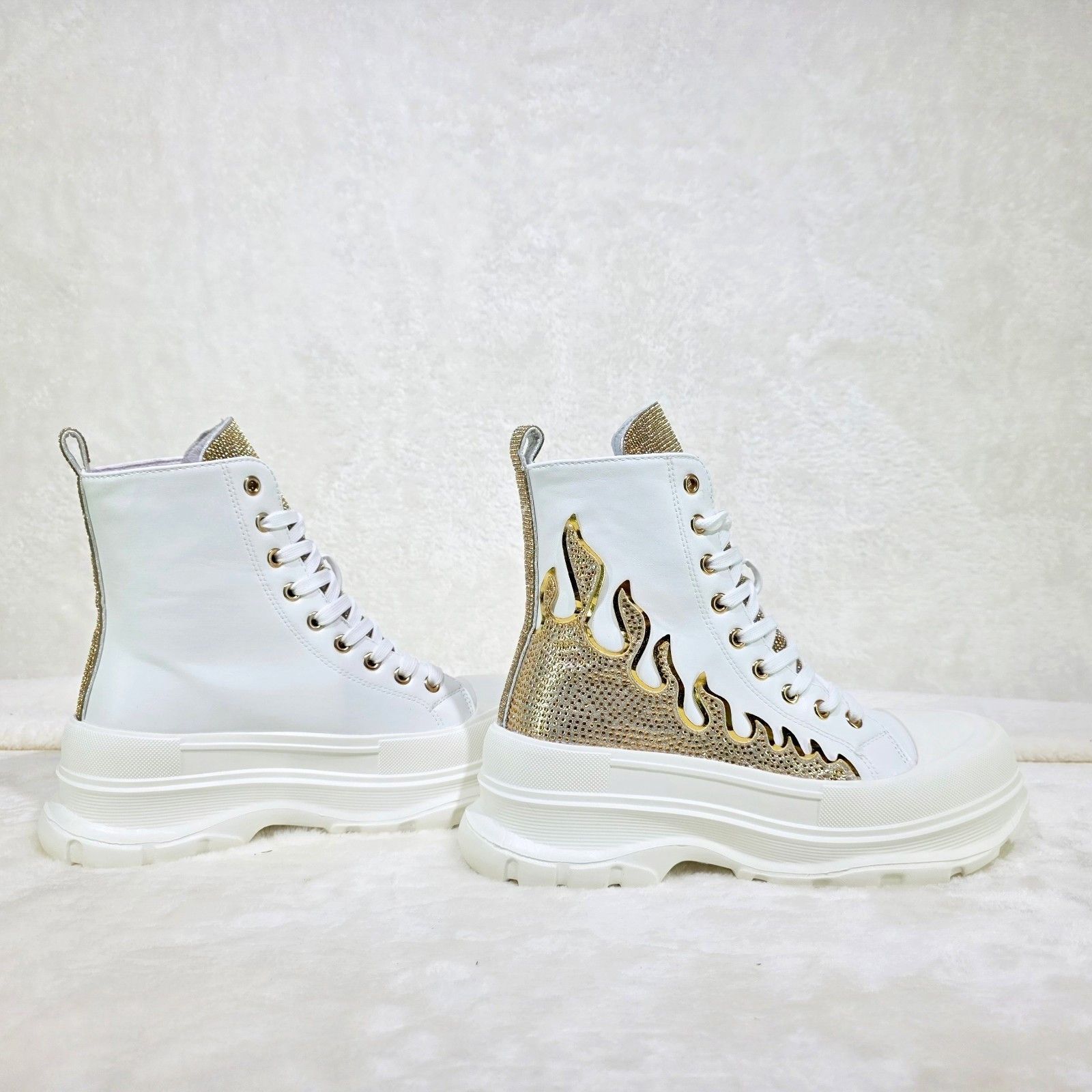 Other Scorch Combat Sneaker Boots With Rhinestone Flames Details W Size US 6 / IT 36 - 2 Thumbnail