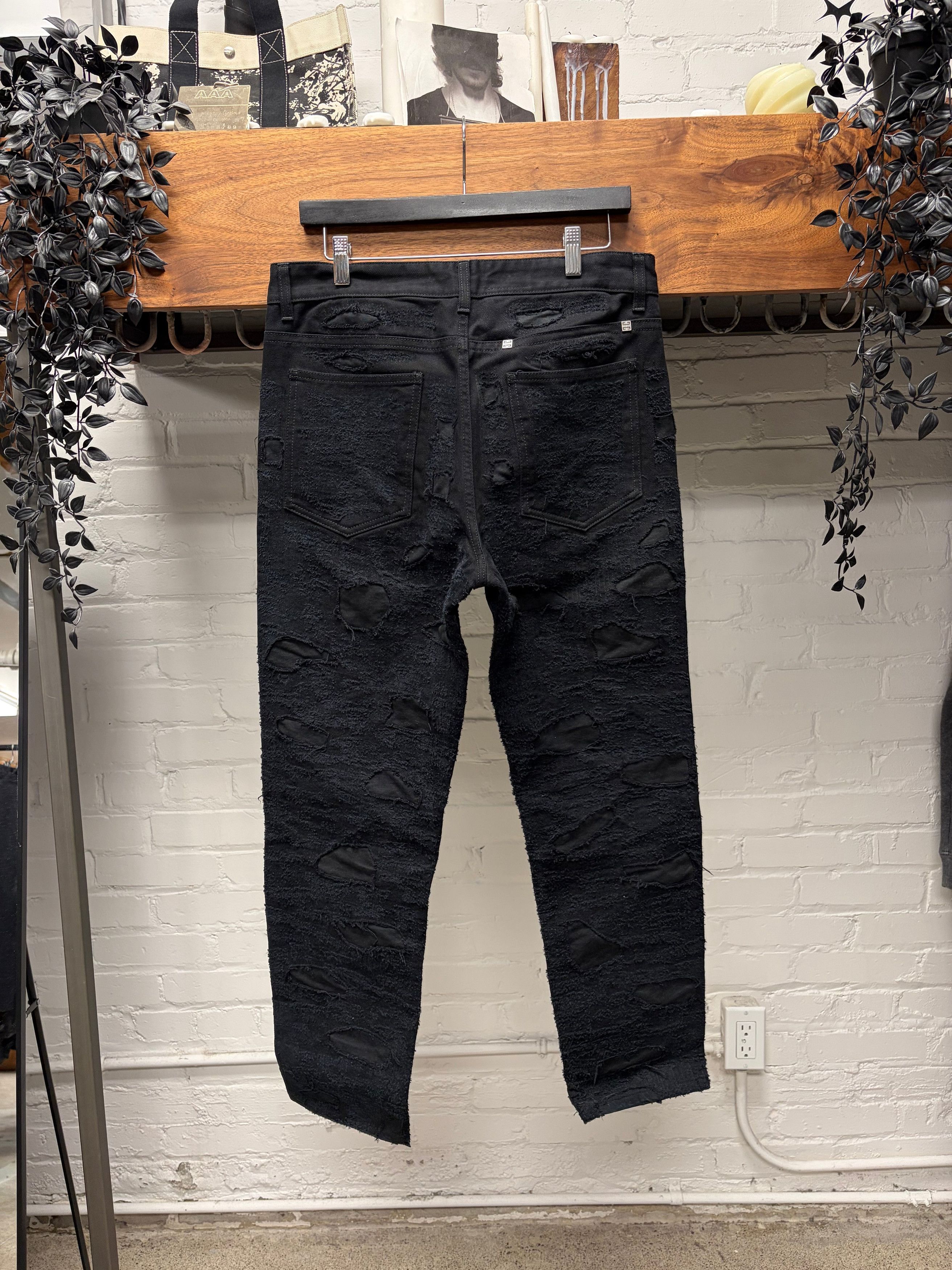 Givenchy AW2022 Givenchy by Matthew Williams ‘Boro’ Repaired Black Denim Size US 33 - 4 Thumbnail