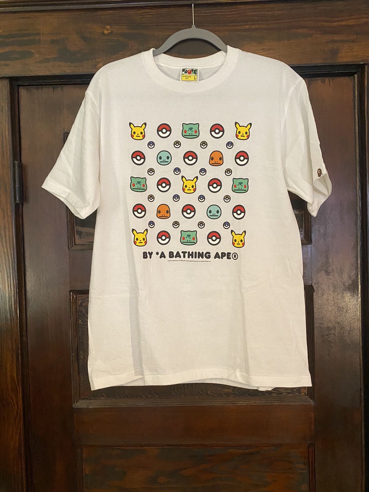 image of Bape Pokemon Isetan Monogram Logo Tee in White, Men's (Size Large)