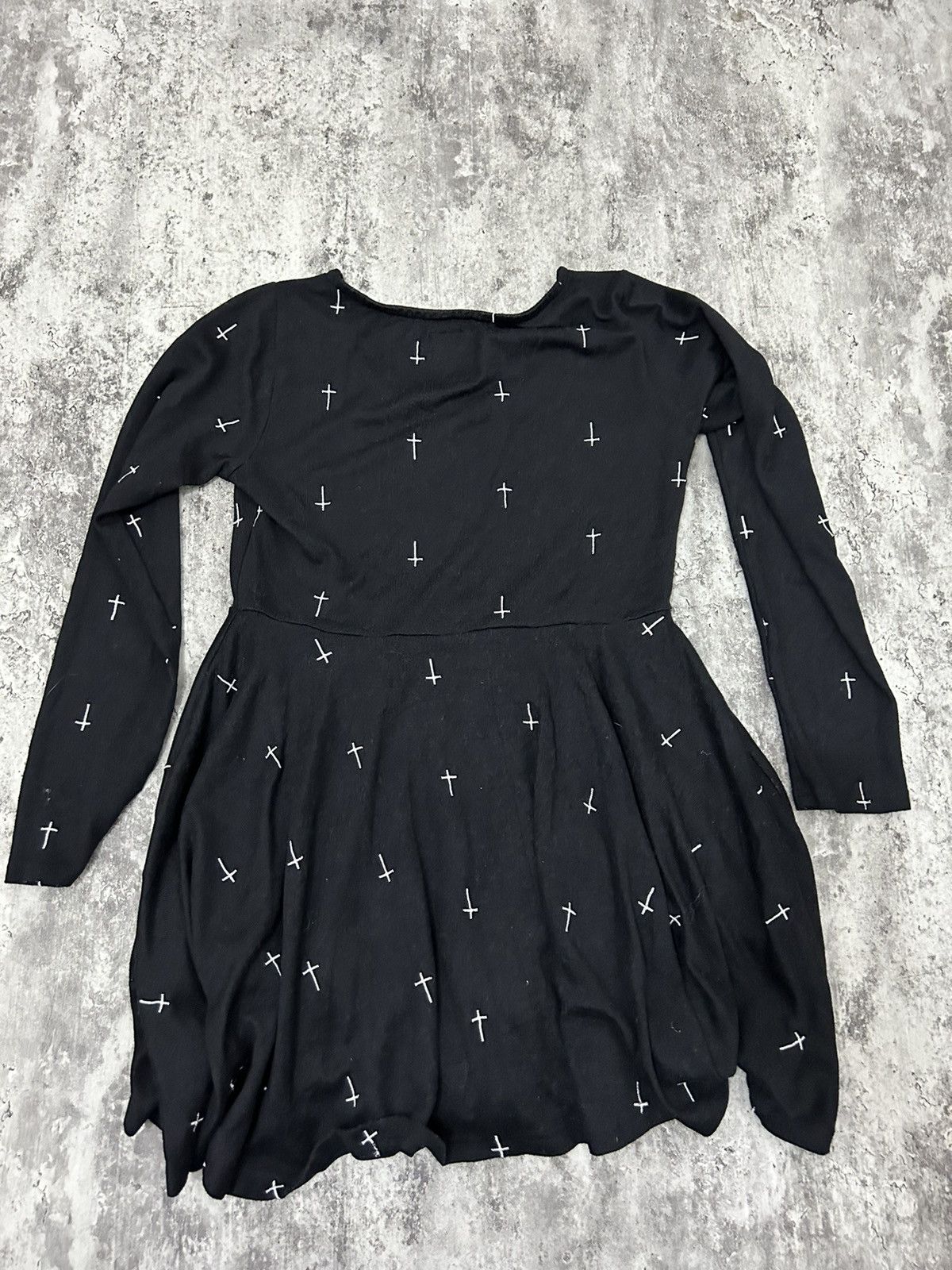 14th Addiction × If Six Was Nine × Japanese Brand Dig Deep Embroidered Aop Cross Acrylic Mini Dress Size L / US 10 / IT 46 - 4 Thumbnail