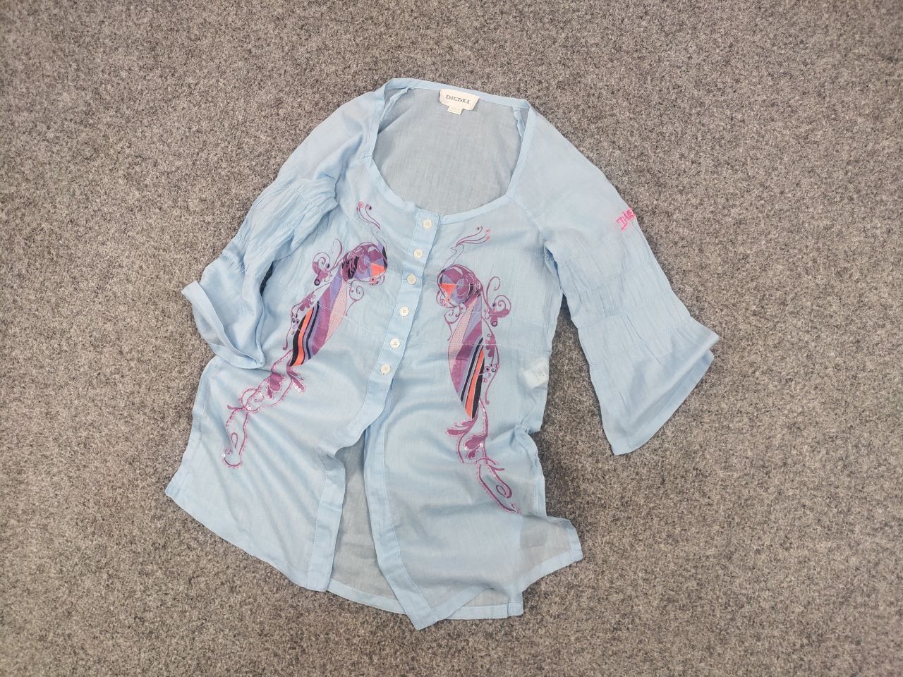 Diesel Vintage Diesel Blue Logo Y2K Button Shirt 1/4 Sleeves Blous Size S / US 4 / IT 40 - 4 Thumbnail