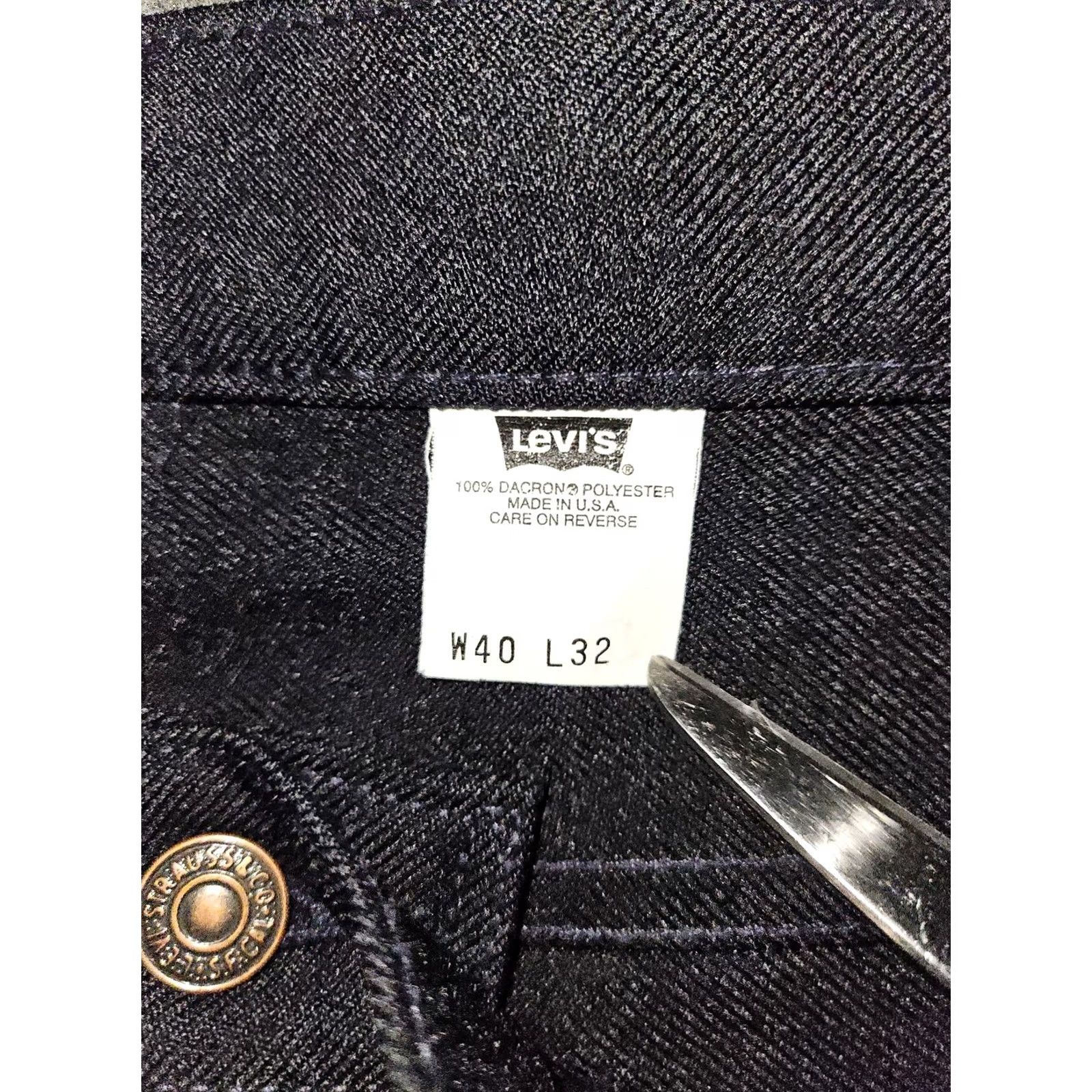 Levi's VINTAGE Levi's Pants Men 40x32 Black Dress Trousers Polyester 90s USA Levis 10517-6117 Straight Front Workwear Size US 40 / EU 56 - 5 Thumbnail