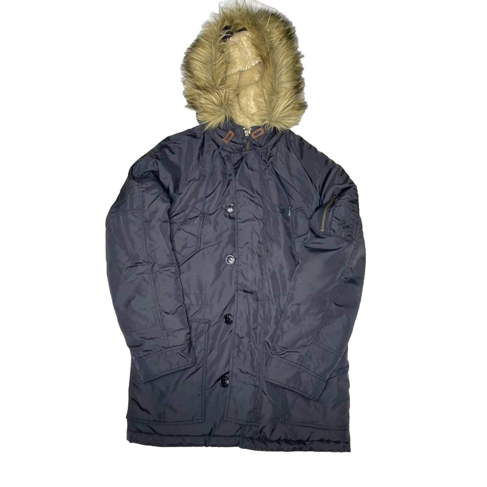 J.Crew J Crew N3B Military Parka Jacket Coat Mens Small Fur Navy Size US S / EU 44-46 / 1 - 7 Thumbnail