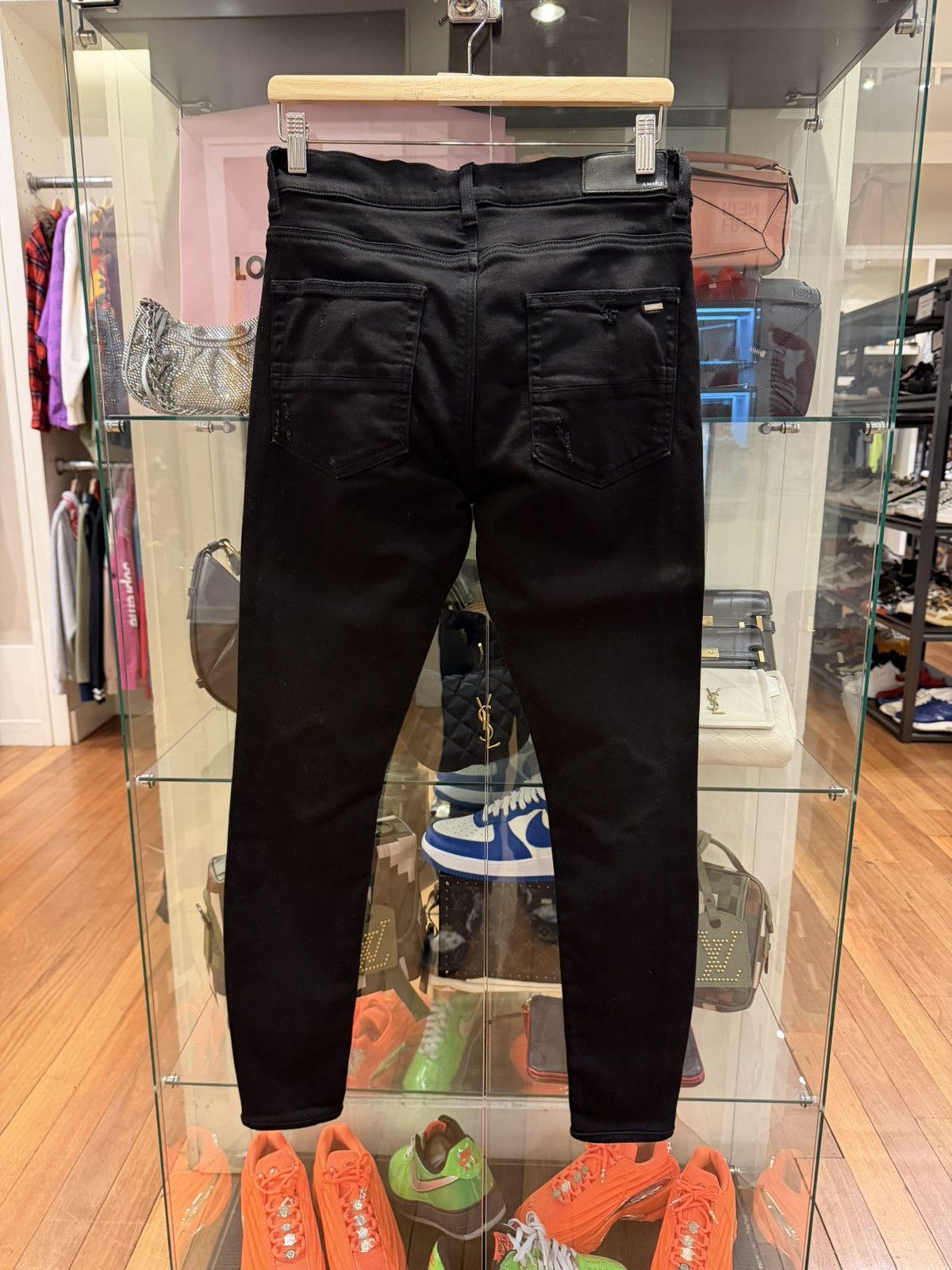 Amiri Amiri MX1 Black Leather Patch Denim Jeans Size US 31 - 2 Thumbnail