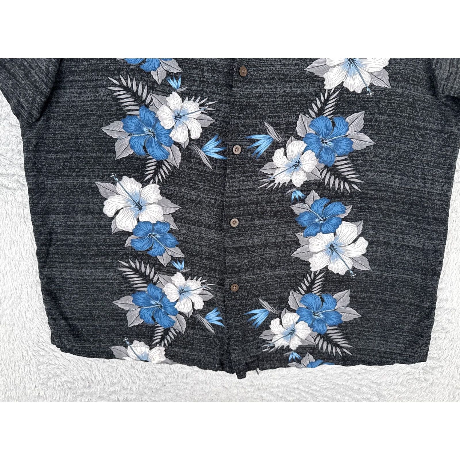 George George Shirt Men XL Gray Blue Floral Button Up Hawaiian Rayon Vacation Size US XL / EU 56 / 4 - 5 Thumbnail