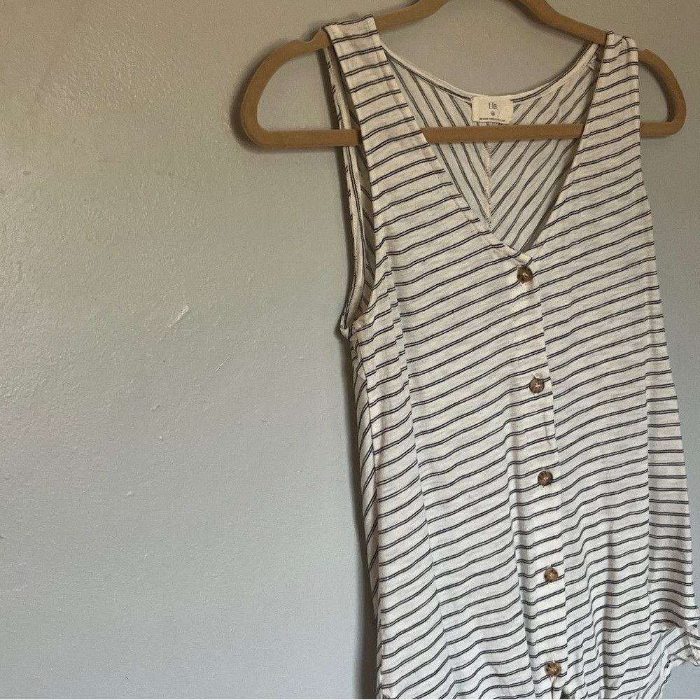 Anthropologie Anthropologie T.La Black White Stripe Tie Tank Top XSS Size XXS / US 00 / IT 34 - 2 Thumbnail