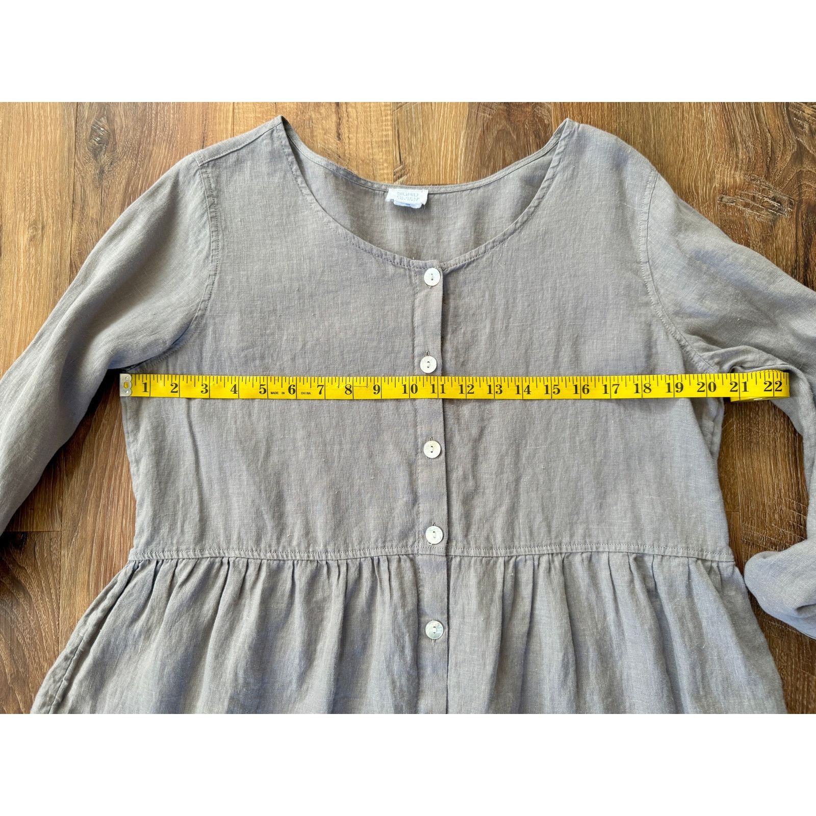 Other Sigrid Olsen 100% Linen Blouse Medium Tan Pintuck Peasant Size M / US 6-8 / IT 42-44 - 3 Thumbnail