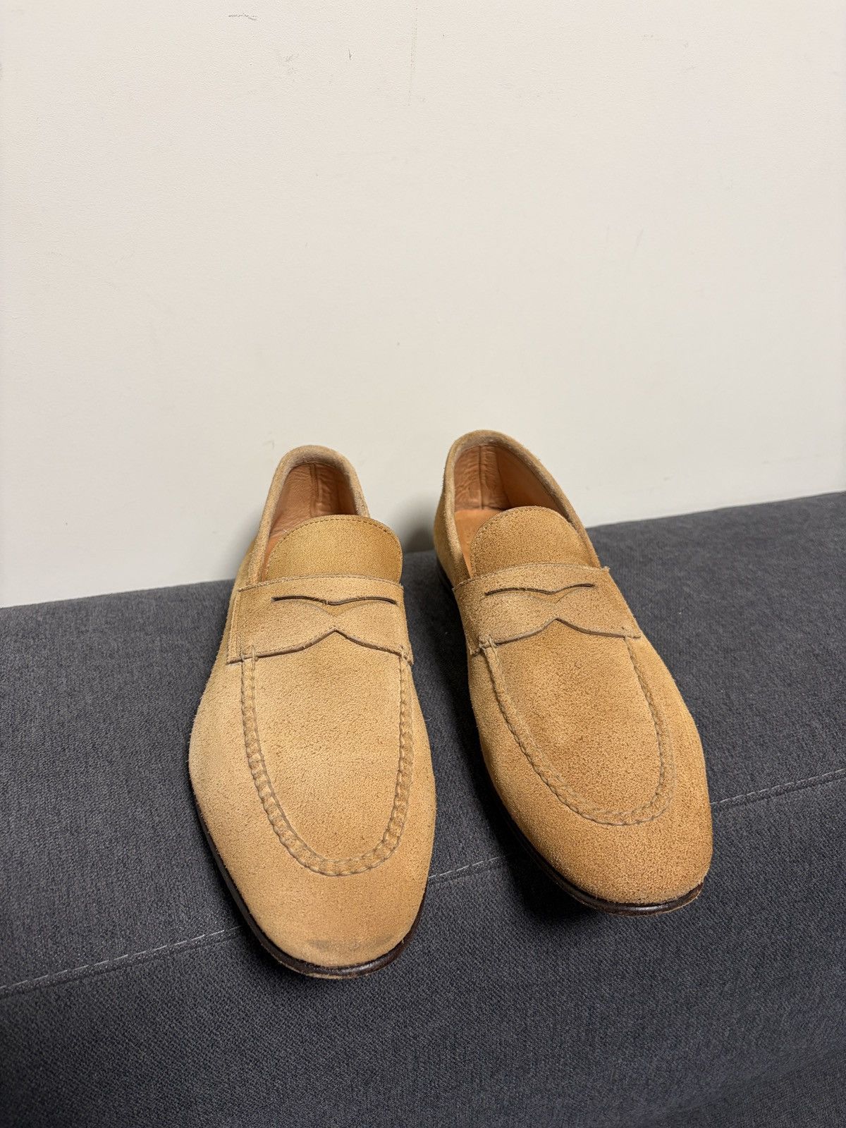 Santoni Santoni Suede Beige Loafers Size US 6.5 / EU 39-40 - 7 Thumbnail