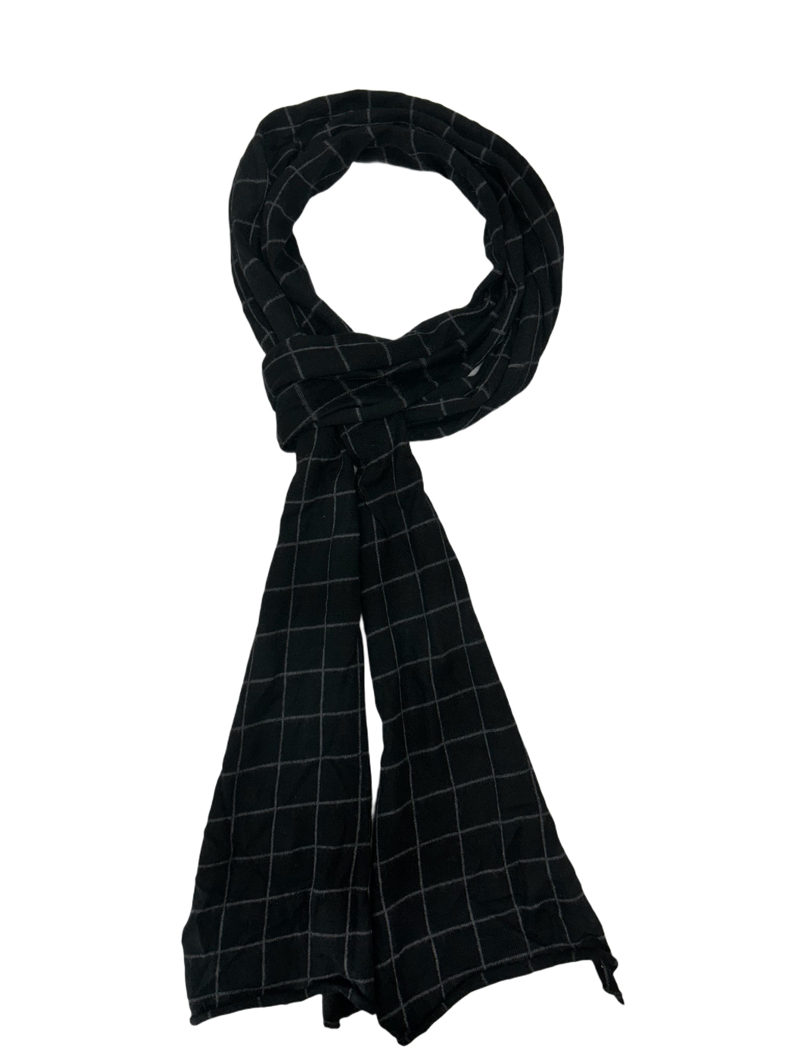 Cruciani Crucani Black ith Grey Grid Pattern Cashmere Scarf Size ONE SIZE - 1 Thumbnail