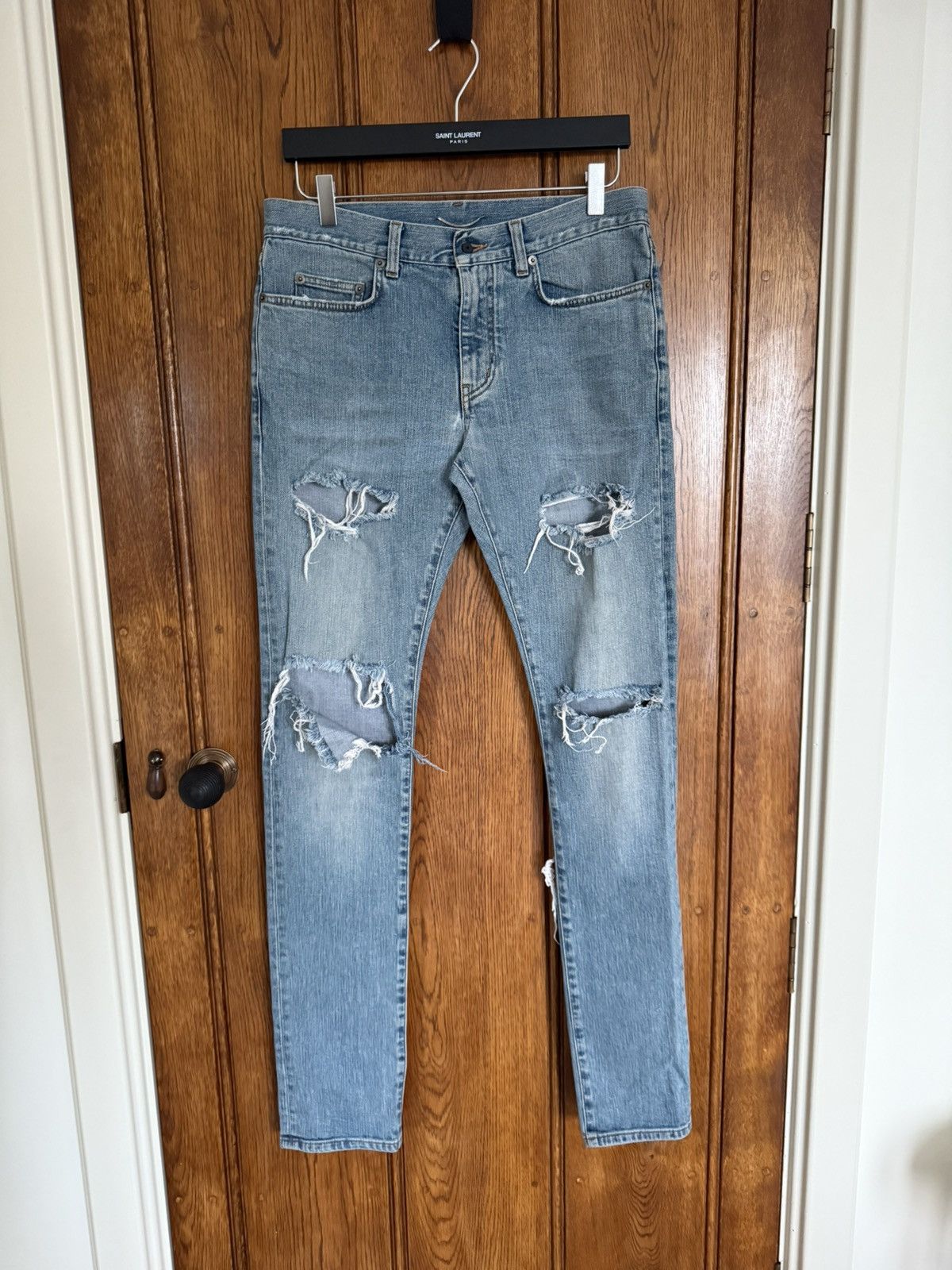Saint Laurent Paris SS15 Saint Laurent Lenny Kravitz ripped denim jeans Hedi 31 Size US 31 - 10 Thumbnail