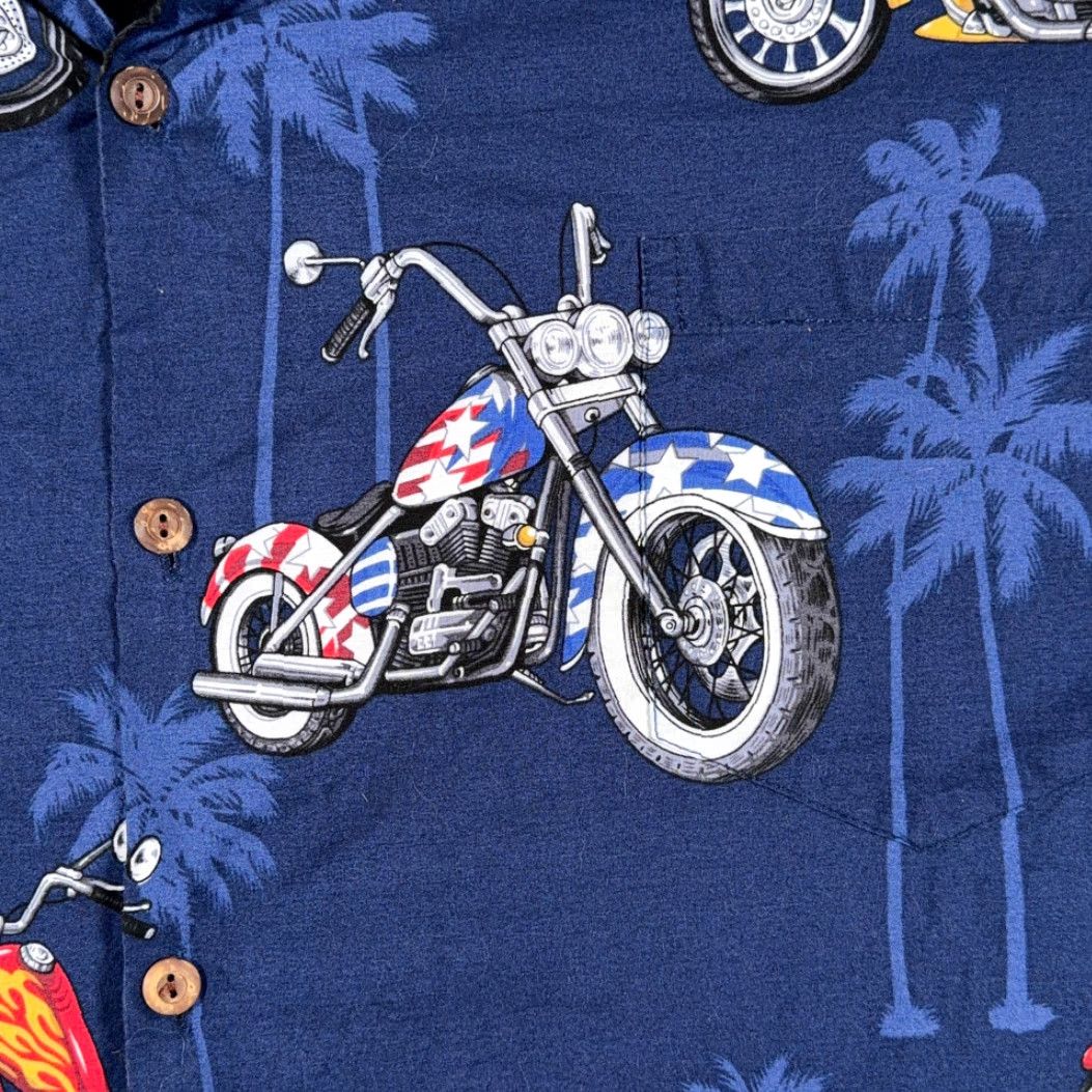 Vintage VINTAGE Pacific Legend Hawaiian Shirt Adult 2XL Blue Motorcycle USA 90s Shirt Mens Short Sleeve Cotton Button-Up Col Size US XXL / EU 58 / 5 - 6 Thumbnail