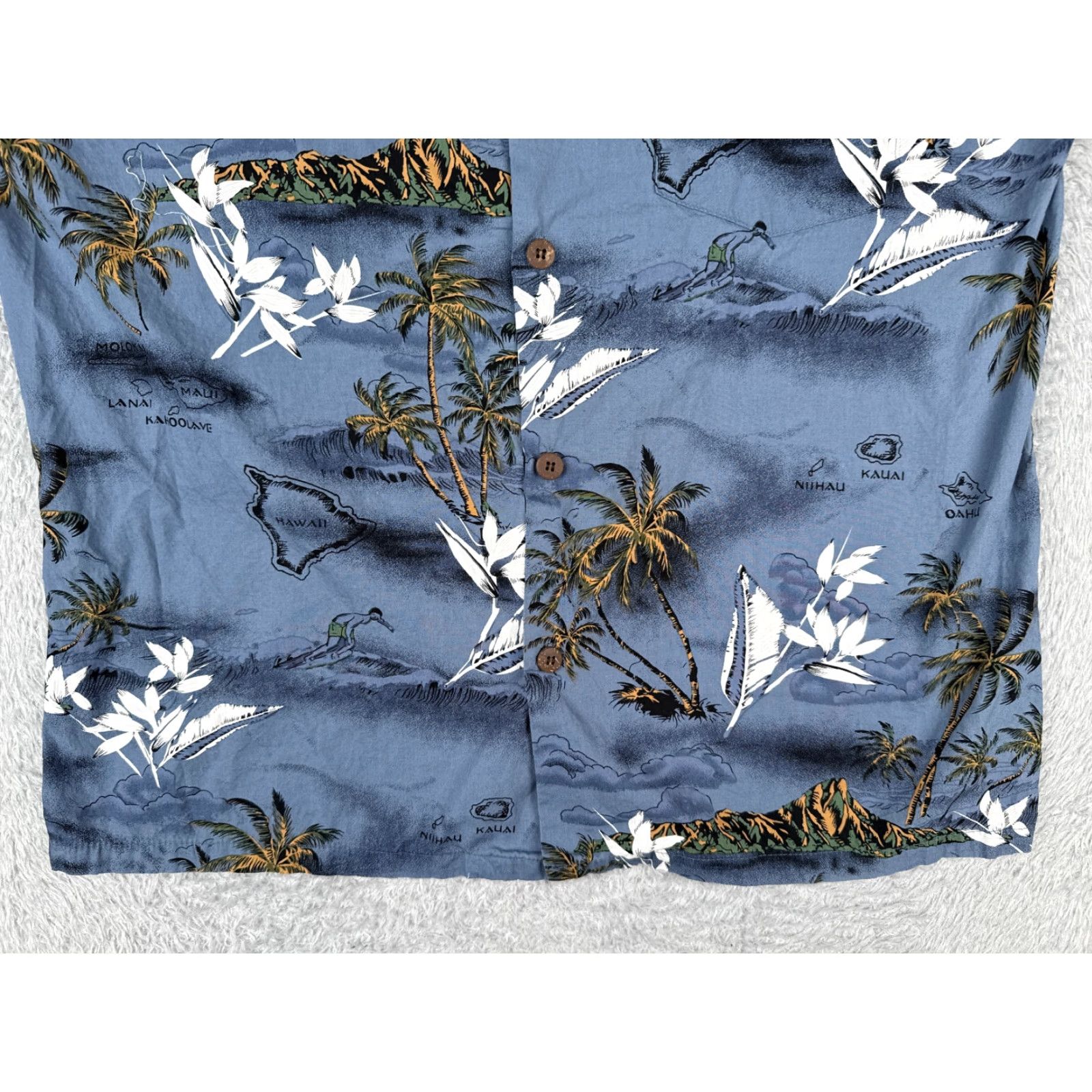 Vintage Palmwave Shirt Men's XL Blue Floral Island Map Hawaiian Button-Up Beach Size US XL / EU 56 / 4 - 5 Thumbnail