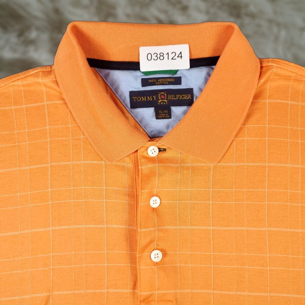 Tommy Hilfiger Vintage Tommy Hilfiger Polo Shirt Men XL Orange Check Casual Short Sleeve Size US XL / EU 56 / 4 - 1 Thumbnail